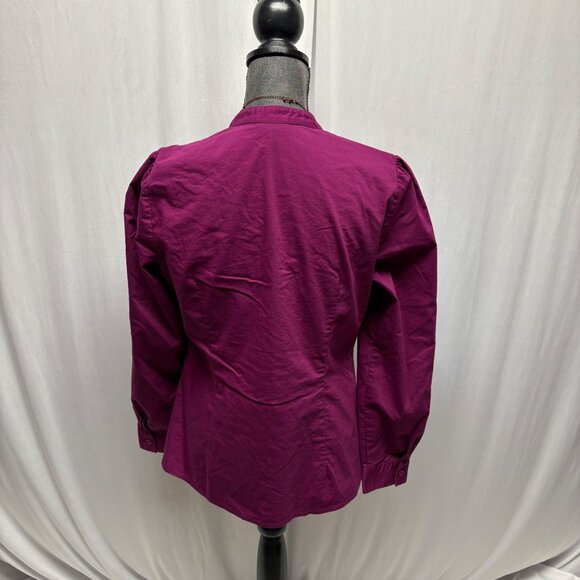 East 5th Blouse Womens Size Large Fuchsia Button-Down Long Sleeve V-Neck Top - Picture 4 of 8